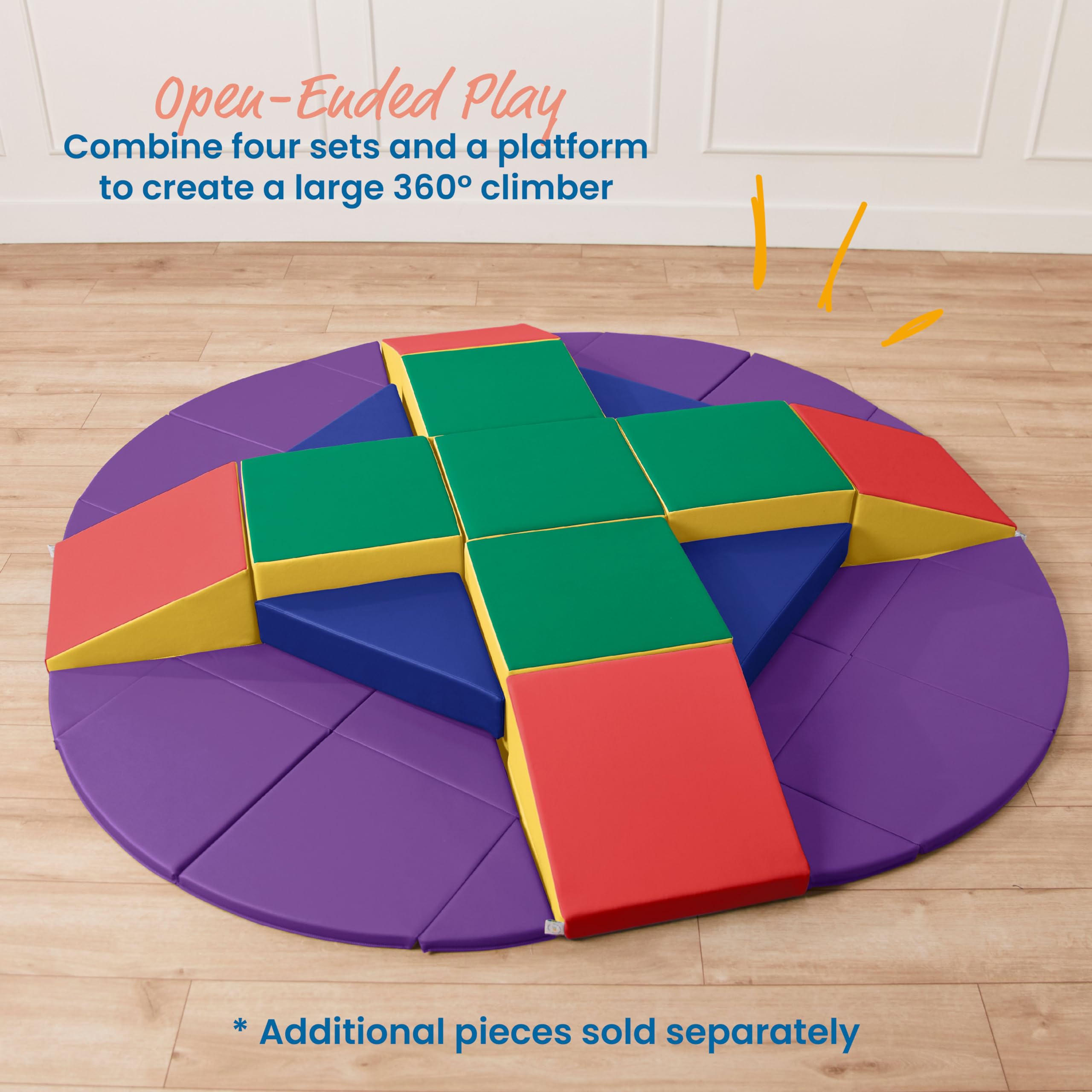 ECR4Kids SoftZone Junior Adventurer's Summit Ramp, Corner Climber, Assorted, 4-Piece