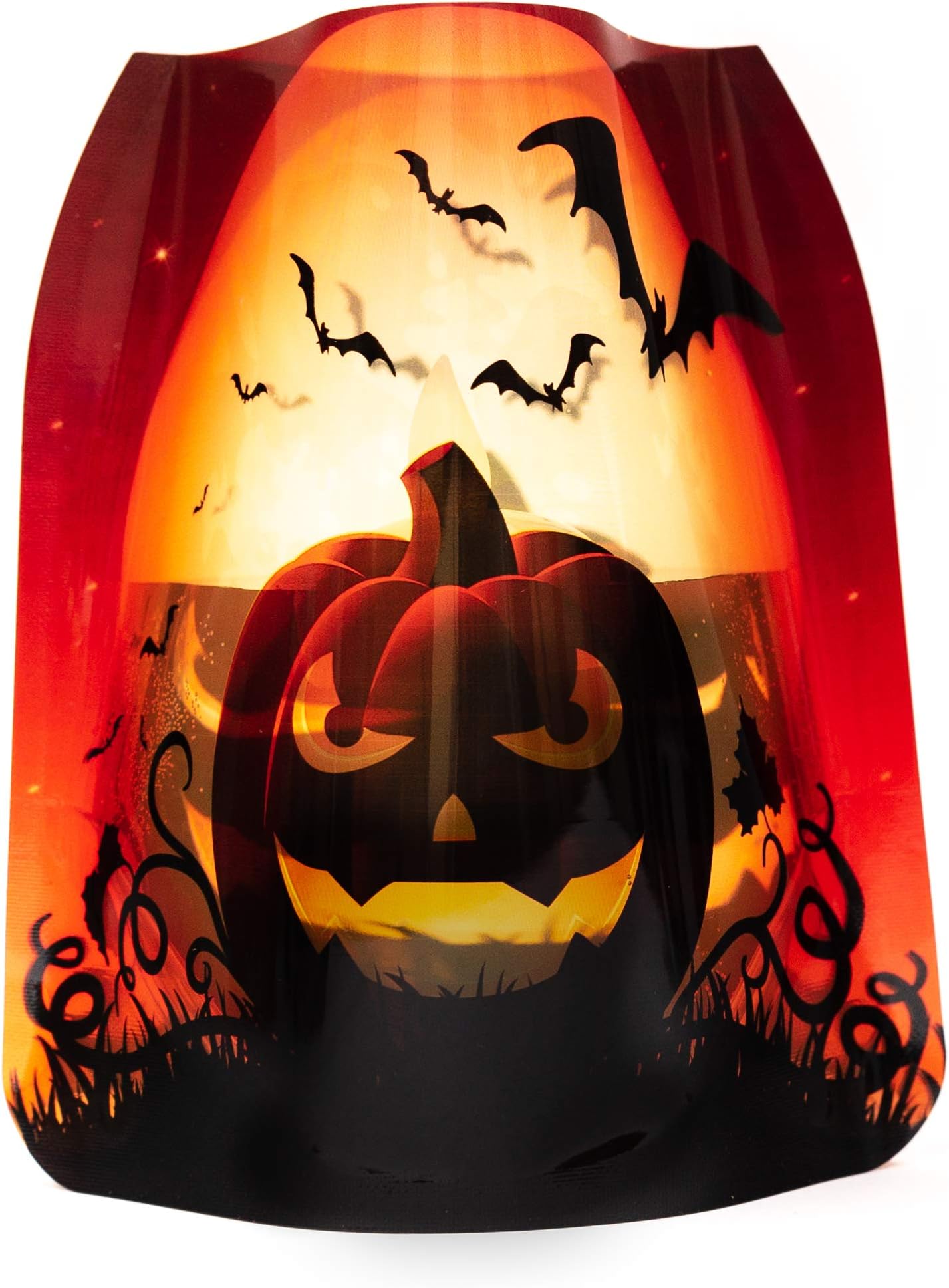 MODGY Luminary Lanterns, Halloween Candle Holders with Flameless Floating LED Candles, Indoor Outdoor Decor for Parties, Home, Windows, and Mantels, Table Centerpiece, 4-Pack, Jacko