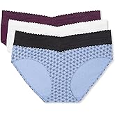 Warner's Women's Blissful Benefits Dig-Free Comfort Waist with Lace Cotton Hipster 3-Pack Ru2263w