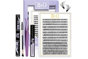B&QAUGEN DIY Lash Extension Kit B&Q 280 PCS Individual, D 9-16MIX 30D 40D 50D Cluster Lashes Kit Lash Glue Remover (Kit-40D-D,9-16MIX)