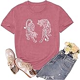 sallrue Tiger Shirts for Women Animal Lover Tshirts Aesthetic Shirt Tiger King Tee Tops