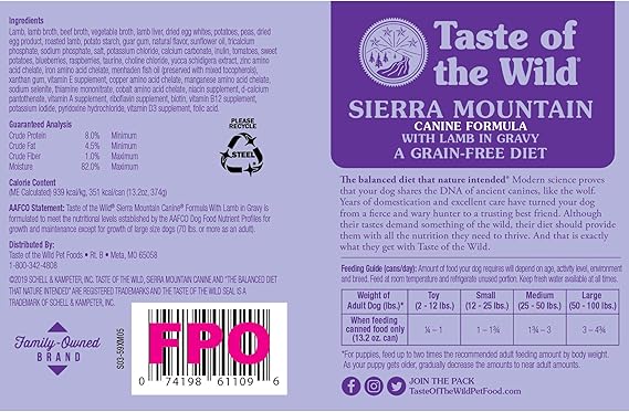 taste of the wild lead