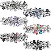 Geyoga 6 Pieces Vintage Hair Barrettes for Women Retro Flower French Pearl Crystal Rhinestones Clips Hair Pins for Women Styling Accessories(Delicate Style)