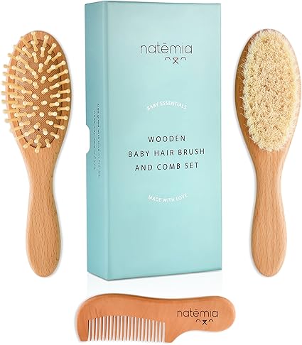 wooden baby brush and comb
