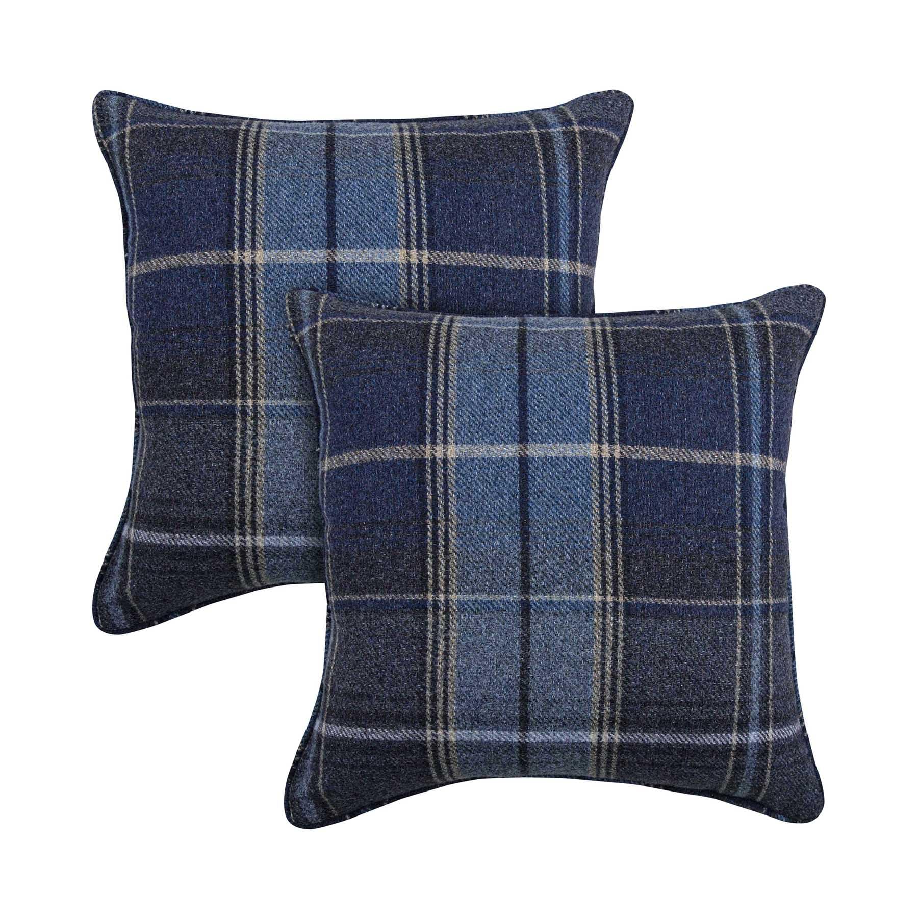 always4u Tartan Cushion Covers Check Pillows Chair Decoration Square Scotland Style 45x45 Classic and Durable For Sofas & Bedroom Set of 2 Navy Blue 18 * 18 Inches