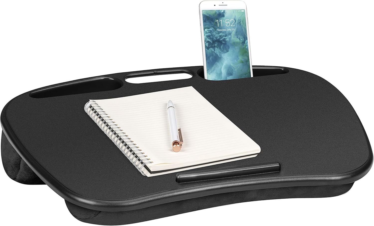 LapGear Mydesk Lap Desk with Device Ledge and Phone Holder - Black - Fits Up to 15.6 Inch Laptops - Style No. 44448: Computers & Accessories