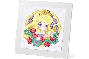 pvoodire Princess Kids Diamond Painting-Princess Diamond Painting Kits for Kids with Wooden Frames-Cartoon Princess Diamond Art for Kids, Childern Beginners 6x6inch