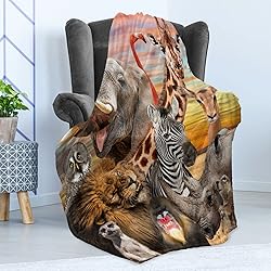 Ambesonne Animals Throw Blanket, Safari Savannah of
