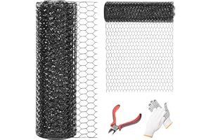 DOLEMODUO 24'' x 50' Black Chicken Wire Fencing, 1 inch Chicken Wire and 20 Gauge Poultry Netting, Garden Mesh Fence Roll for Floral Arrangements,Crafts, Farm,Livestock,Pet Protection