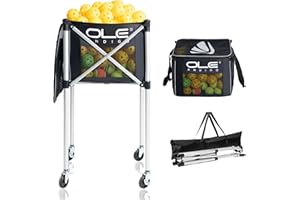 OLE ANDIGO Pickleball Cart Portable Tennis Balls Hopper,Holds 180 Pickleballs or 210 Tennis Balls,Pickle Ball Equipment,Ball 
