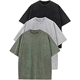 Flygo 3 Pack Boys Girls T-Shirts Cotton Acid Washed Oversized Tee Shirts Kids Loose Short Sleeve Summer Basic T Shirt Tops