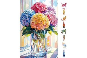 Blueforest 500 Piece Puzzles for Adults, Colorful Hydrangeas Puzzle for Adults, Hard Challenge Art Jigsaw Puzzles, for Gifts Halloween Birthday Party Games Family, 23 * 15 inchches inch Dust Free