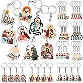Henoyso 36 Pcs Christian Keychains Jesus Bible Verse Key Chains Bulk for Women Easter Gifts Religious Christian Prizes Cross Scripture Church Party Favors Supplies (Elegant)