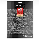Arteza Graphite Transfer Paper, 9 x 13 Inches, 60 Sheets, Gray Carbon Paper for Tracing and Transferring Drawings onto Wood,