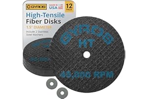 GYROS Cut-Off Wheels for Rotary Tools – 1.5” High-Tensile Fiberglass Reinforced, 12-Pack | Ideal for Cutting Hardened/Unhardened Steel, Steel Alloys, Hard Bronze, Metal | Made in USA 11-32156/12
