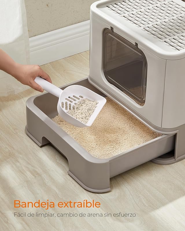 Arenero para Gatos, con Bandeja Extraíble, Carga de 15 kg