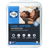 Sealy Cool Cotton Moisture-Wicking 100% Cotton Mattress Pad Queen | Moisture wicking; 300 thread count cotton top; stain-release finish; hypoallergenic fill; fits mattresses up to 18" deep