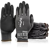 Ansell HyFlex 11-840 Ergonomic Abrasion-Resistant Nitrile Foam Industrial Gloves for Automotive, Fabrication, Utilities - Size 8, Grey (12 Pairs)