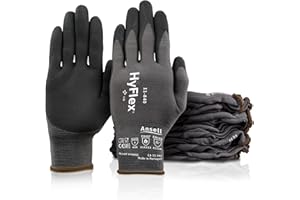Ansell HyFlex 11-840 Nylon Light Duty Multi-Purpose Glove with Knitwrist, Abrasion/Cut Resistant, 1.21 mil Thickness, Size 8,