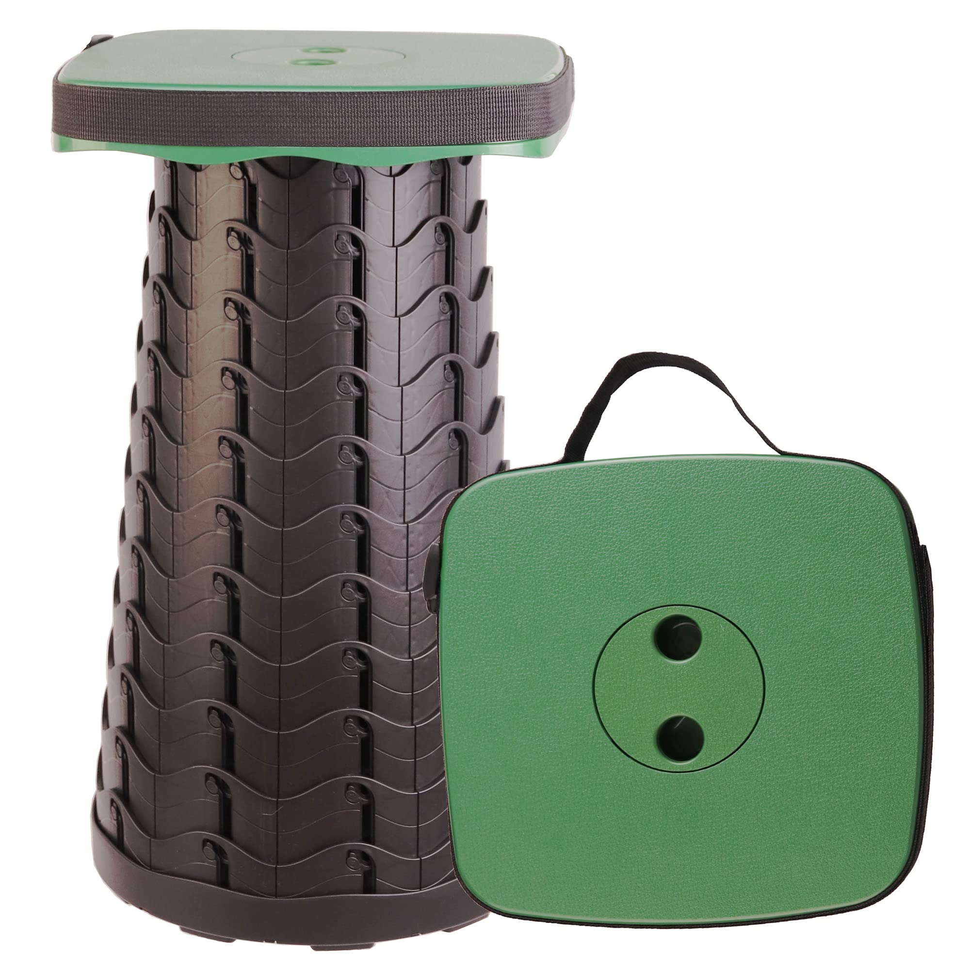 MKBK Telescopic Adjustable Square Camping Stool, Collapsible Outdoor Stool for Camping, Fishing, Hiking, Larger Area and Load Capacity 485 LB (Green)