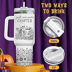 34HD Book Lovers Tumbler 40oz, Funny Skull Book Mug