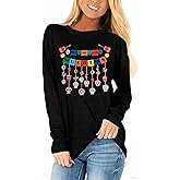 Day of The Dead Shirts for Women Dia De Los Muertos Tshirt Funny Halloween Skeleton Graphics Long Sleeves Tops