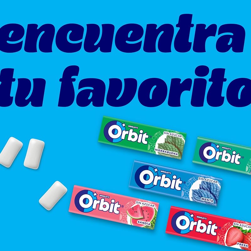 Gomas Aromatizadas de Hortelã Sem Açúcar Orbit, Frescas, Intensas e de Longa Duração em formato Tablet (30 x 10 pastilhas elásticas)
