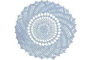 BIBITIME Crochet Tables Doilies Lace Placemats Handmade Coasters Round Doily Valentines Crafts Mats (1PC-17 in to 19 in, Ligh
