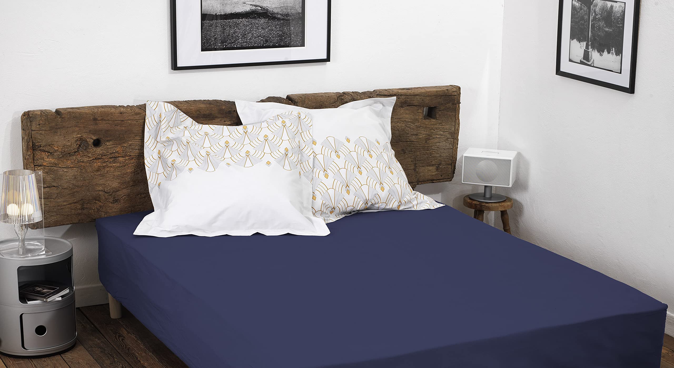 100% Cotton Fitted Sheet – 57 Thread Count – Size 90 x 190 cm – Blue – 25 cm Deep – Tight Weave – Soft, Breathable, Washable