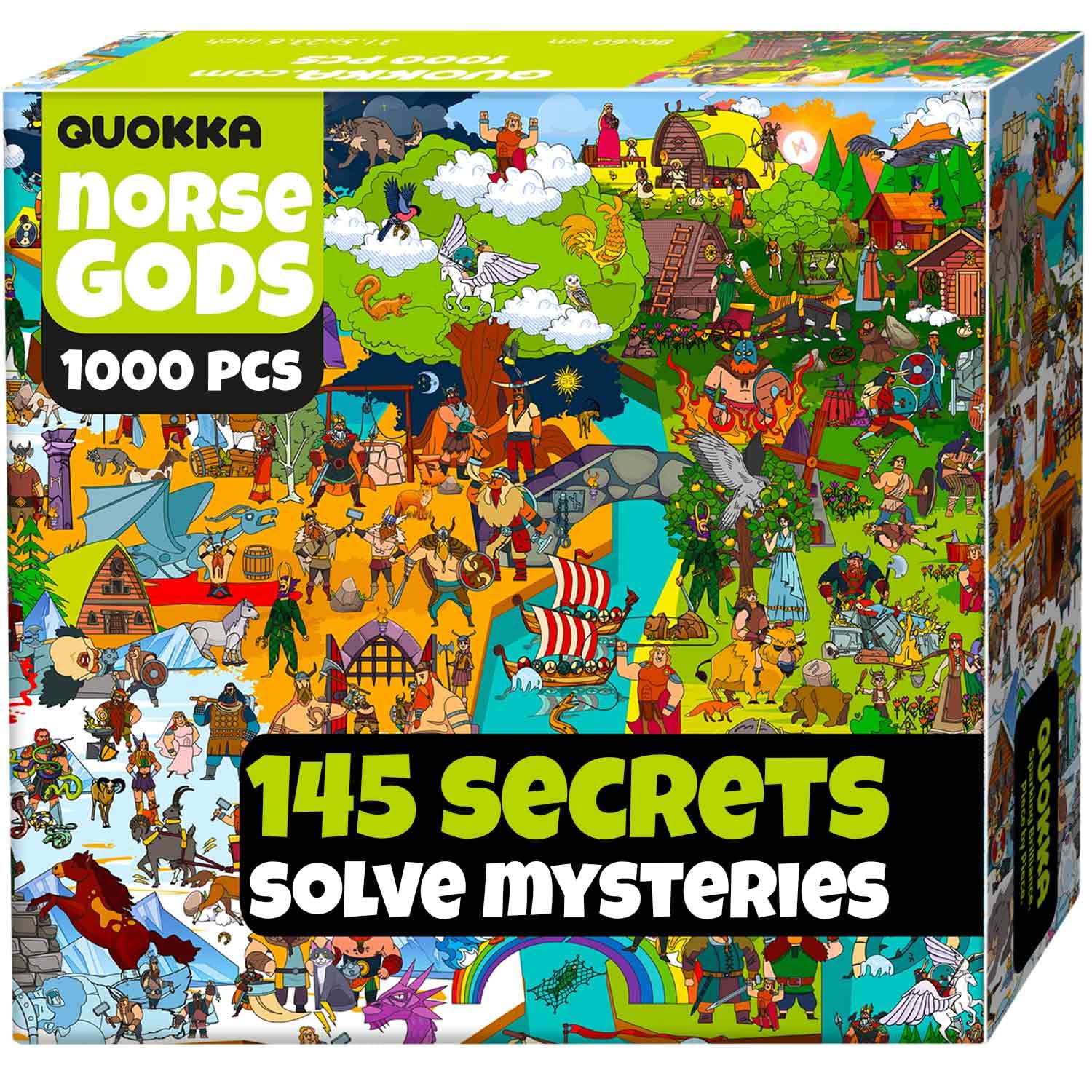 QUOKKA 1000 Piece Jigsaw Puzzle for Adults Mythories Ancient Gods Norse – Premium Box Packaging with Extra Fun Challenges, Perfect for Relaxation, Creativity & Gift Giving