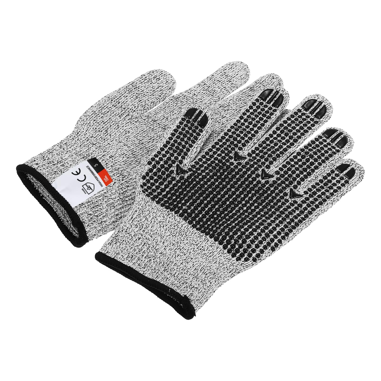 PATIKIL Large Cut Resistant Work Gloves with Grip Dots, 1 Pair Level 5 Protection Anti Cutting Gloves No-Slip Durable, Grey