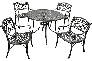 Crosley Furniture KOD6003BK Sedona 5-Piece Solid-Cast Aluminum Outdoor Dining Set with 42-inch Table and 4 Arm Chairs, Black