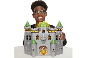 JAKKS PACIFIC Super Mario Nintendo Deluxe Bowser's Castle Playset with 2.5" Exclusive Articulated Bowser Action Figure, Interactive Play Set with Authentic in-Game Sounds