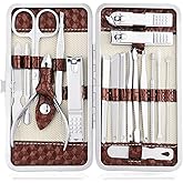 Nail Clippers Set 18 Pieces Stainless Steel Manicure Kit, Professional Grooming Kits, Nail Care Tools with Luxurious Travel Case