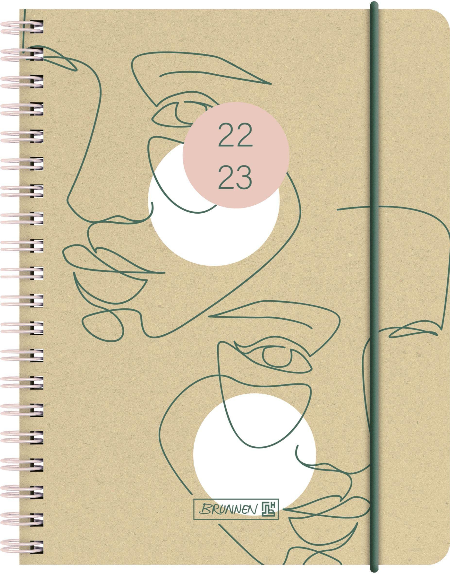 BRUNNEN "Faces" 2022/2023 A6 School Diary 2 Pages = 1 Week