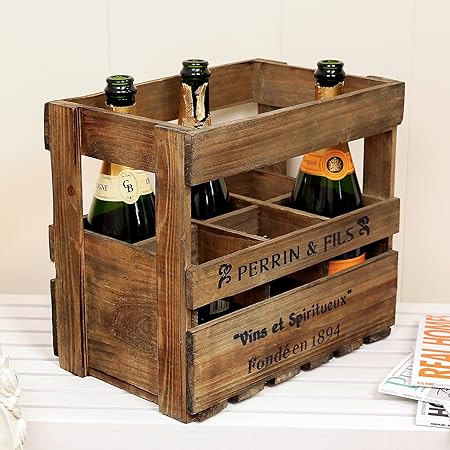 Caja de 6 botellas de vino de madera tienda para 48 cm: Amazon.es: Hogar