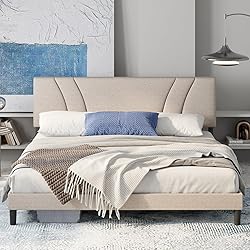 Avenco Queen Bed Frame, Upholstered Platform Bed