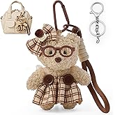 Monsily Plush Bear & Bunny Keychain and Bag Charm 2 in 1 – Cute Bag Charm for Purse, Handbag, Backpack & Car Keys