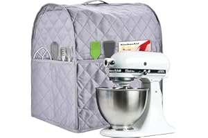 NALAN Stand Mixer Cover compatible with Kitchenaid Mixer, Fits All Tilt Head & Bowl Lift Models,Pure Cottot,Fine, Soft, Not Easy to Fade, Not Easy To Pilling (Grey, Fits for 4.5-Quart and All 5-Quart)