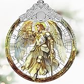 Christmas Ornaments, 3" Stained Glass Christmas Decor, Archangel Michael Ornaments for Christmas Tree, Christmas Tree Decorations, Gifts for Men, Perfect for Holiday Party, Window, Tree, Home Decor
