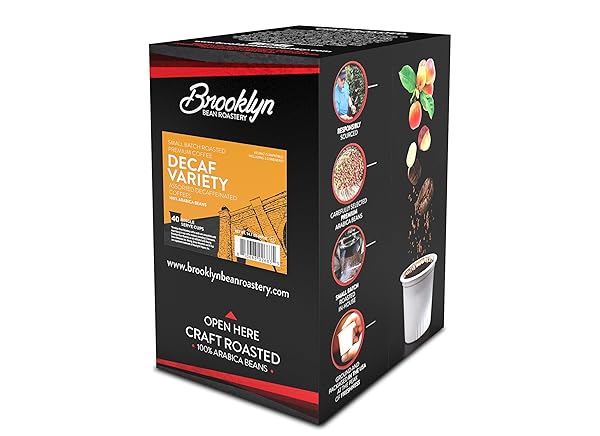 BROOKLYN BEANS COFFEE PODS, ASSORTED DECAF VARIETY PACK – COMPATIBLE WITH KEURIG K CUP BREWERS INCLUDING 2.0 COFFEE MAKERS, 40 COUNT, PERFECT FOR DECAF COFFEE LOVERS