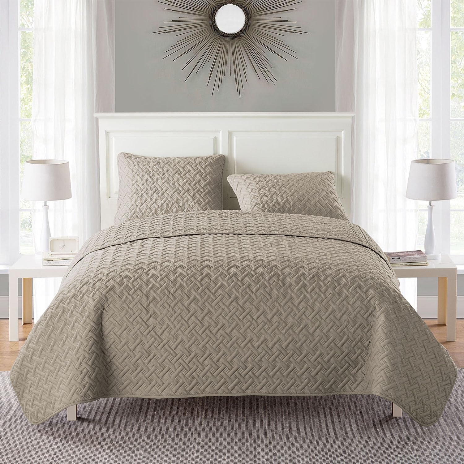 Photo 1 of VCNY Home Quilt Super Soft Reversible Bedding Set with Matching Shams, Full/Queen, Nina Taupe