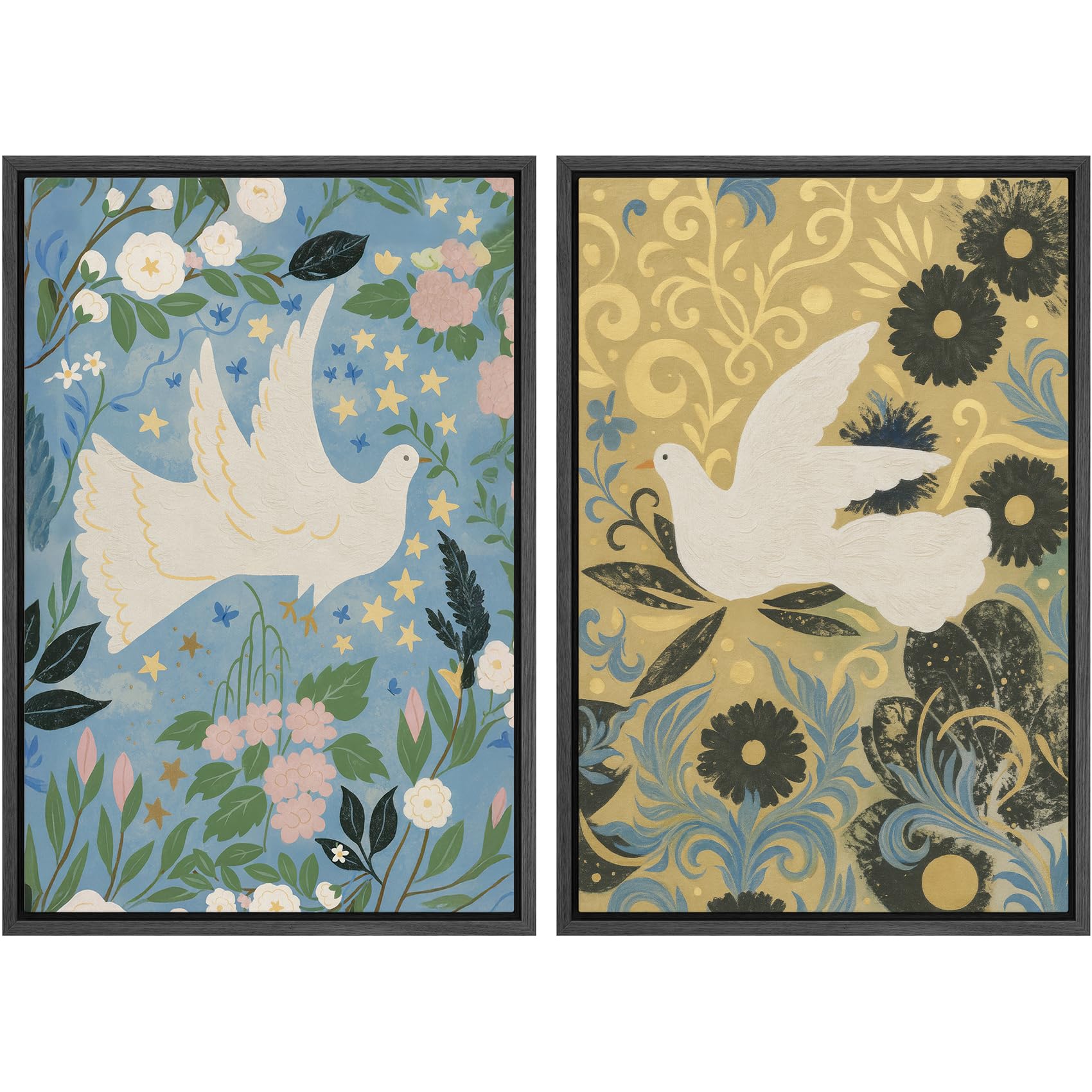 MUDECOR Framed Canvas Print Wall Art Set White