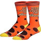 Cool Socks - Reese's Crew Socks - Official Peanut Butter Chocolate Themed Sock - Size Large for Men & Women- Classic Peanut Butter Cups Snack - Comfy Cotton Blend - Fun Gift for Holidays & Birthdays
