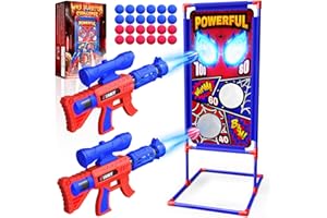 TIYVNSI Shooting Toy Set with Hero-Style Target & 2 Cool Air Pump Launcher,Indoor Outdoor Kids Toy,Action Shooting Games,Boys Toys Age 3 4 5 6 7 8 9 10 11 12, Holiday Presents for Boy
