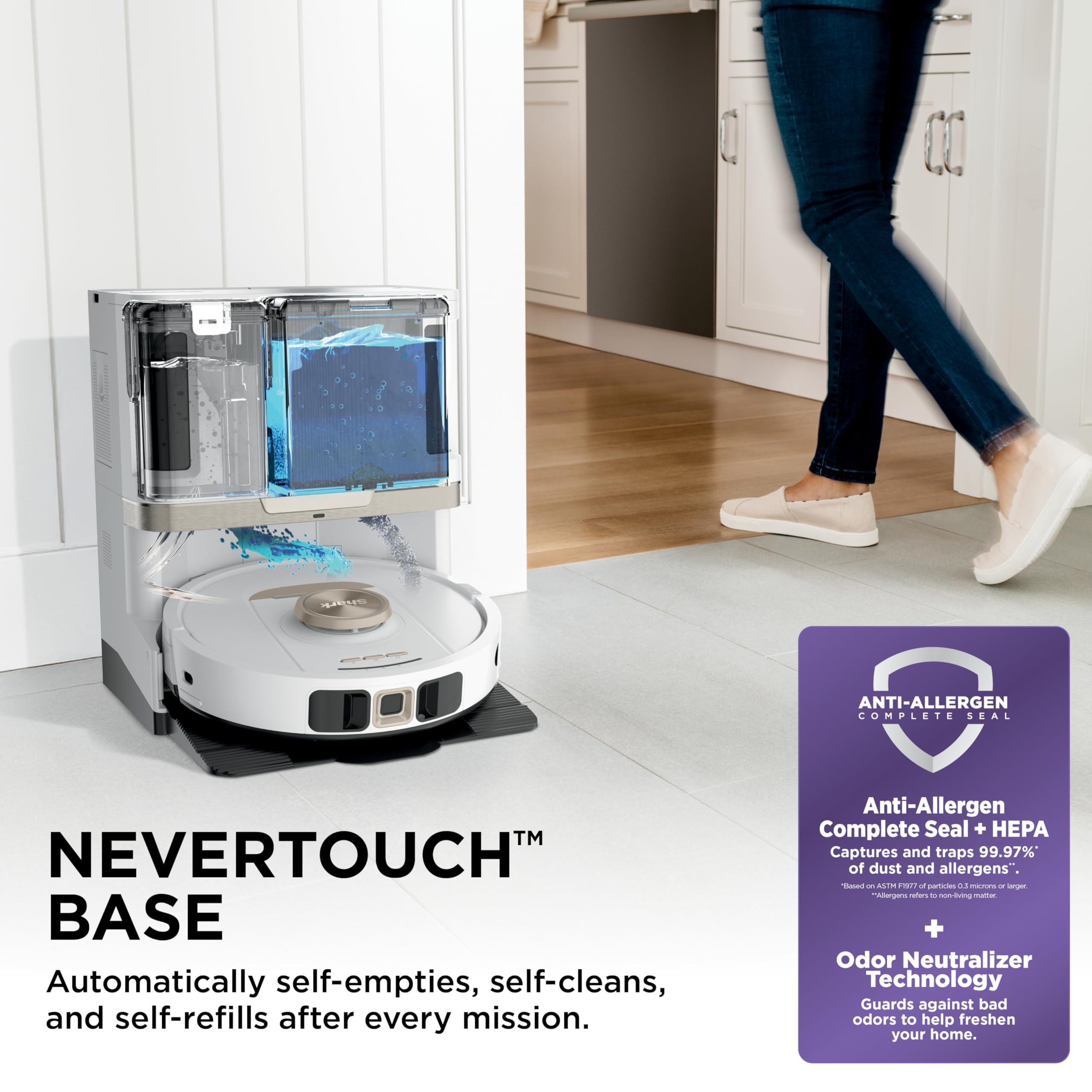 Shark Stratos 2-in-1 Robot Vacuum & Mop with 25+ Hands-Free Features & NeverTouch Self-Cleaning Base, Precision Mapping, Autolift Technology, HEPA Filtration, Edge Detect, AV2700ZE, White