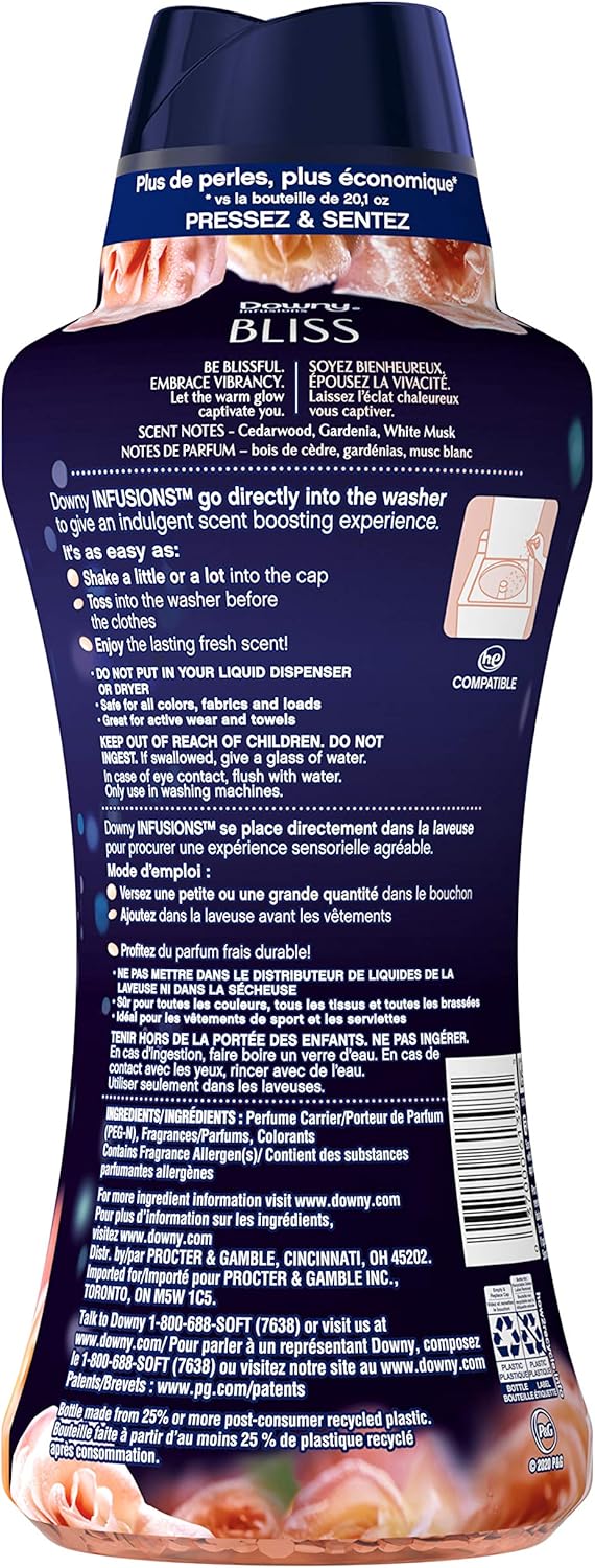 Downy Infusions in-wash Scent Booster Beads, Bliss, Sparkling Amber & Rose, 26.5 Ounce: Health & Personal Care