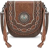 Montana West Crossbody Bags for Women Floral Embossed Shoulder Bag Concho Collection with Tassels