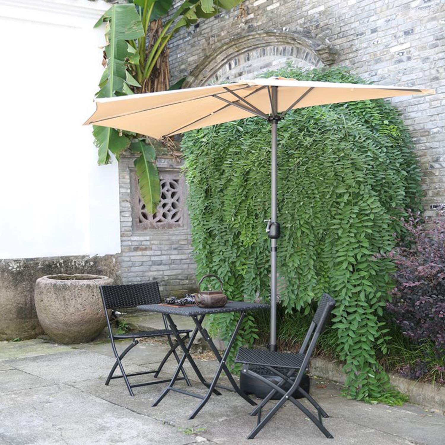 Angel Living Halber Sonnenschirm für Balkon 270cm Aluminium