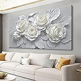 Suconvng Large Wall Art For Living Room Floral Canvas Art Wall Decorations White Flower Aesthetic Wall Decor Painting Picture For Bedroom Kitchen Office Home Wall Decor Artwork 29 X 58 Inch